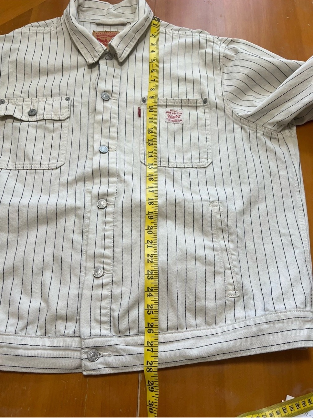 Levi's Sunrise Trucker Jacket XL Bleached Boulevard Stripe Canvas Coat NWOT - Picture 11 of 13